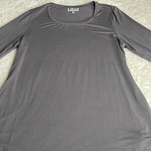 JM Collection Gray 3/4 Sleeve Relaxed Tunic